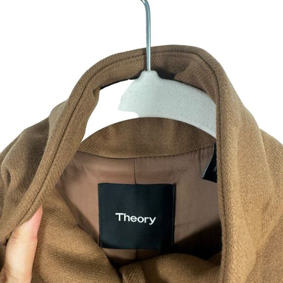 Theory Layti Camal Tan Wool Cashmere Pea Coat Career Capsole Womens Size Small - Picture 4 of 8